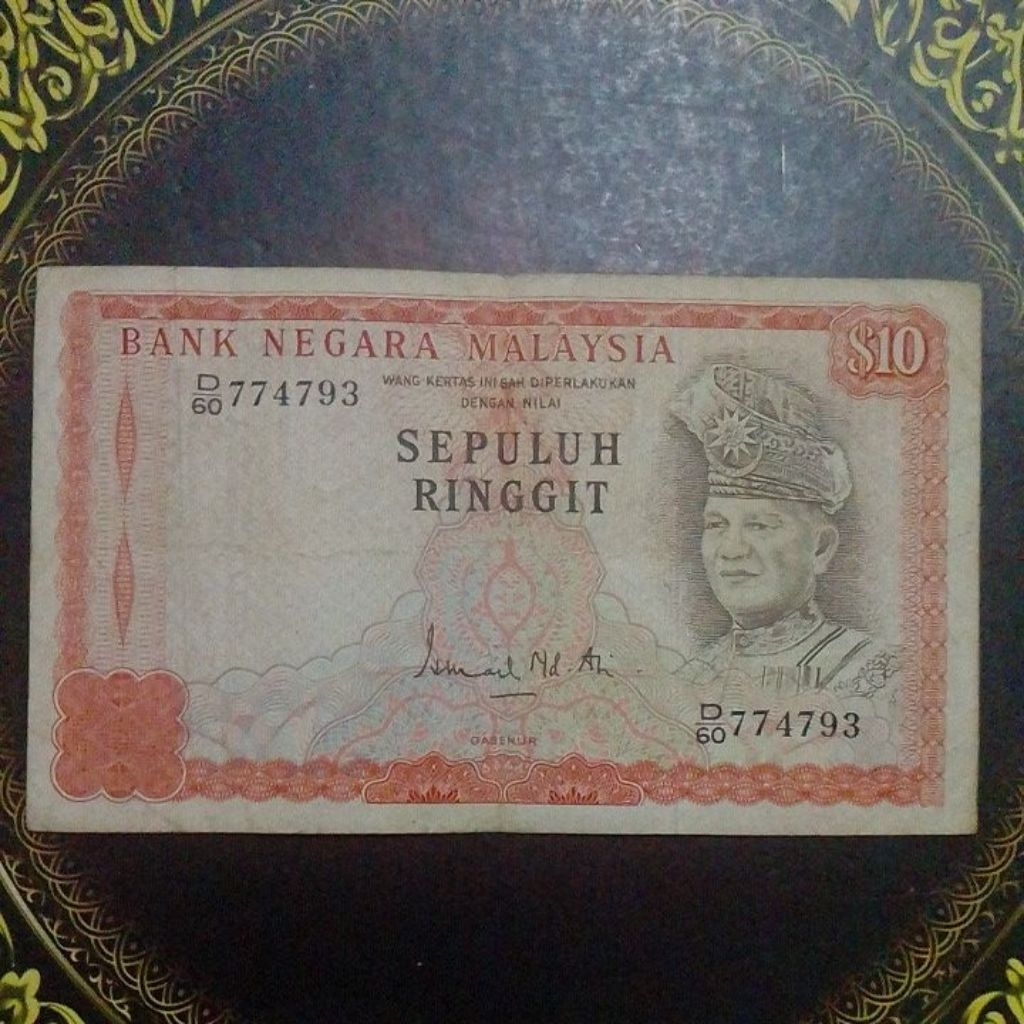 Uang Malaysia 10 Ringgit 1972 vf
