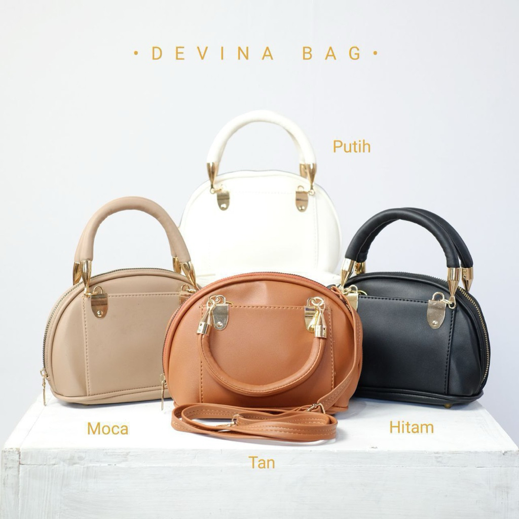 Devina Bag - Tas Tangan Wanita Elegan dengan Pilihan Warna Putih Moca Tan dan Hitam