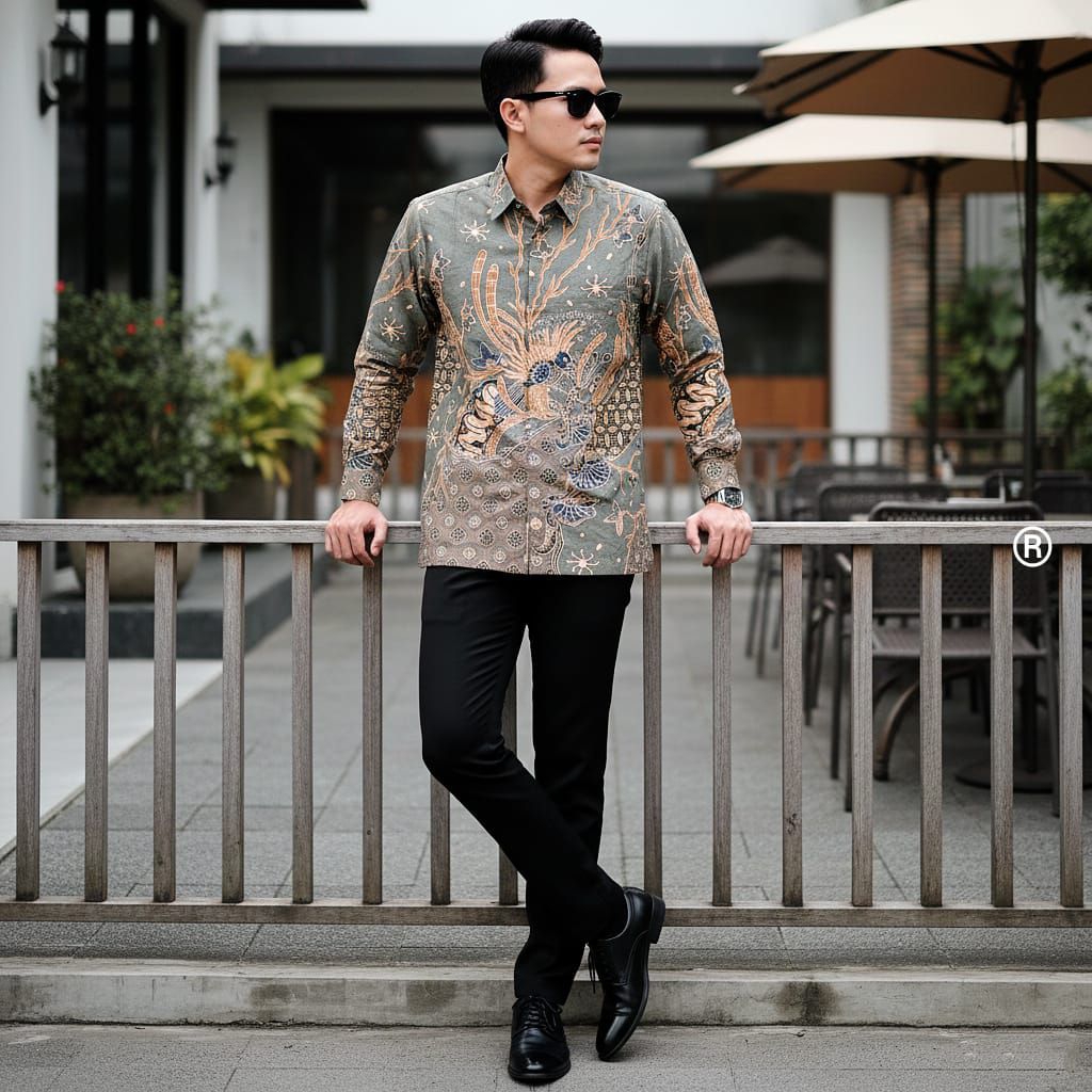 Kemeja Batik Lengan Panjang DOBBY Premium Motif Serat Nanas Terbaru