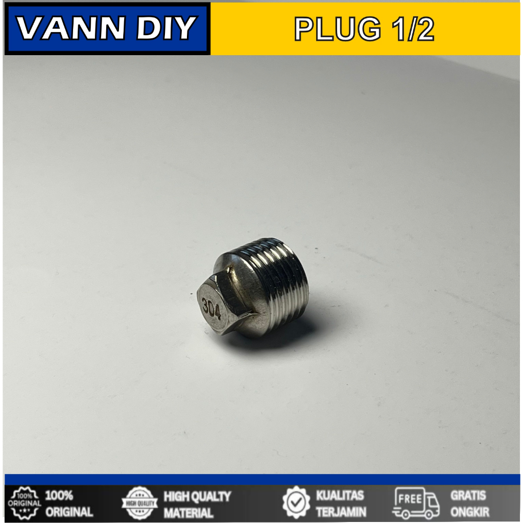 Plug pipa stainless 1/2 / Dop pipa drat luar stainless 1/2