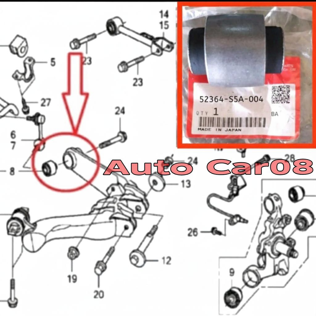 Bushing Lower Arm belakang Crv Gen 2 , Stream 2002-2006