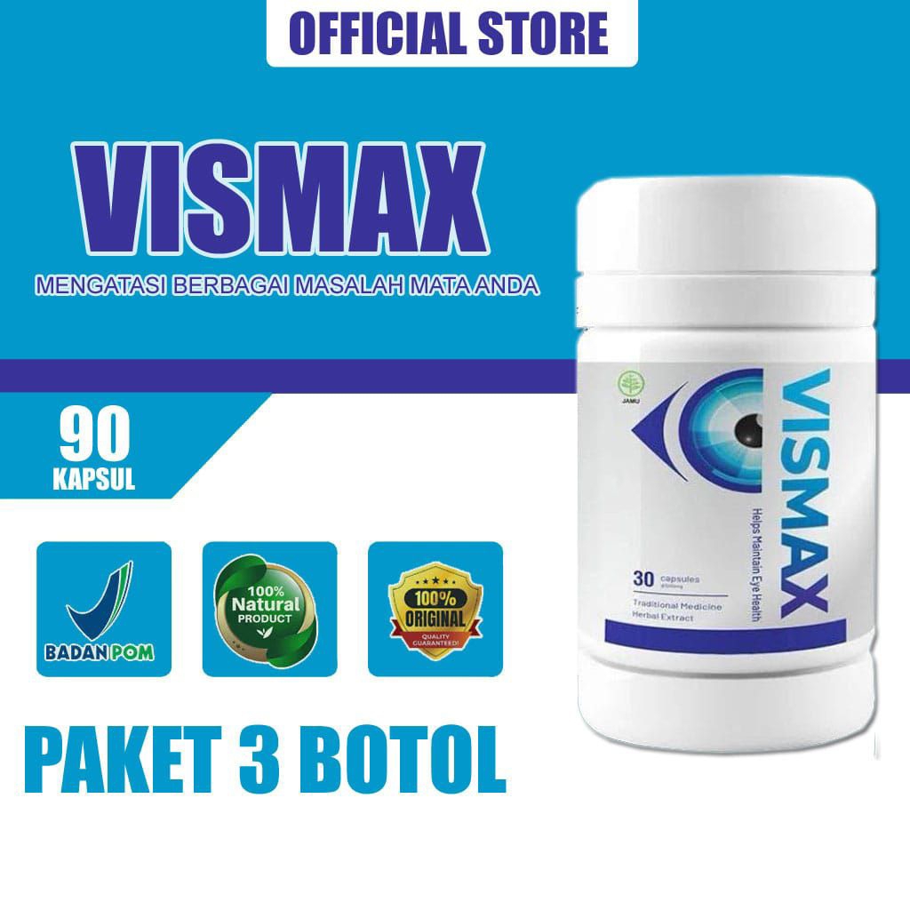 VISMAX Official Store ® Vismax Original 3 Botol Obat Kesehatan Mata Herbal | Vismax Asli Resmi BPOM