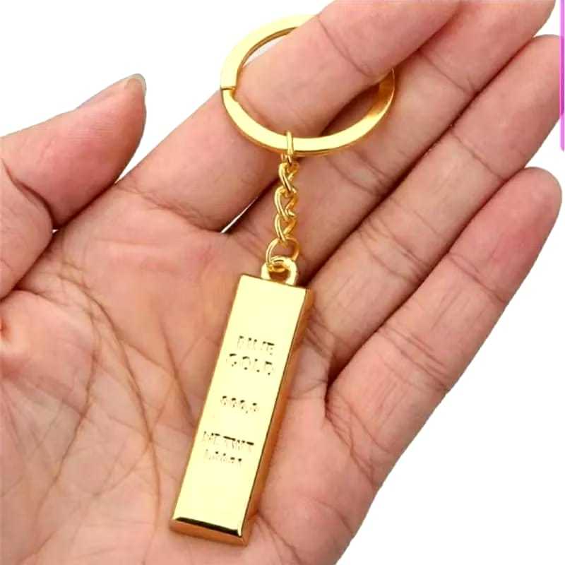 Gantungan Kunci Emas Batangan Gold Bar Replika Bahan Logam/Fine Gold Bar