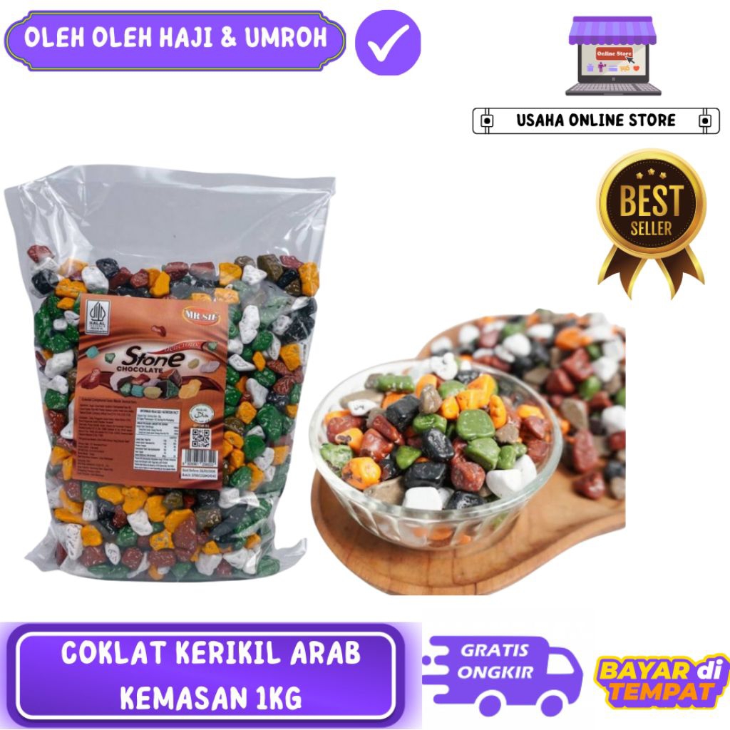 COKLAT KERIKIL ARAB 1KG I COKELAT BATU WARNA WARNI I COKLAT TURKI OLEH OLEH HAJI DAN UMROH I CHOCO S