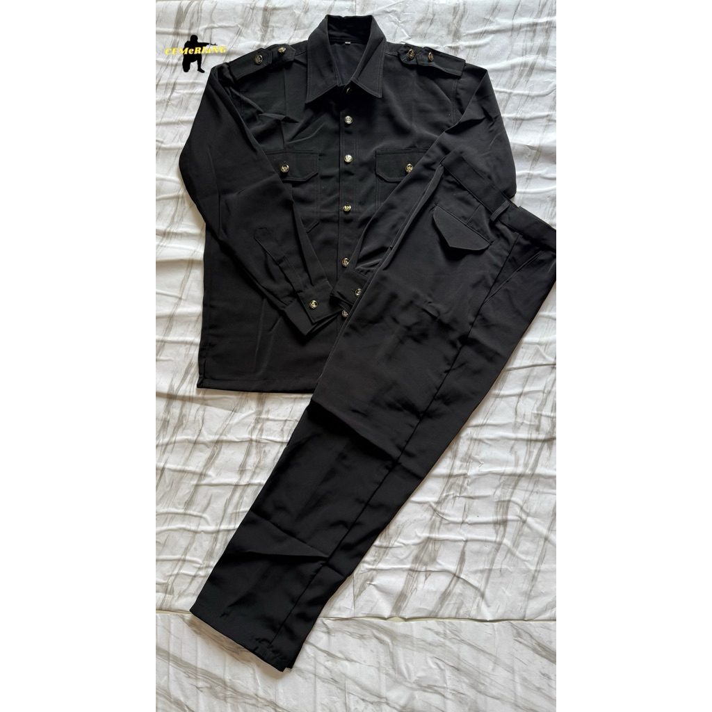 Seragam Safari Hitam Lengan Panjang