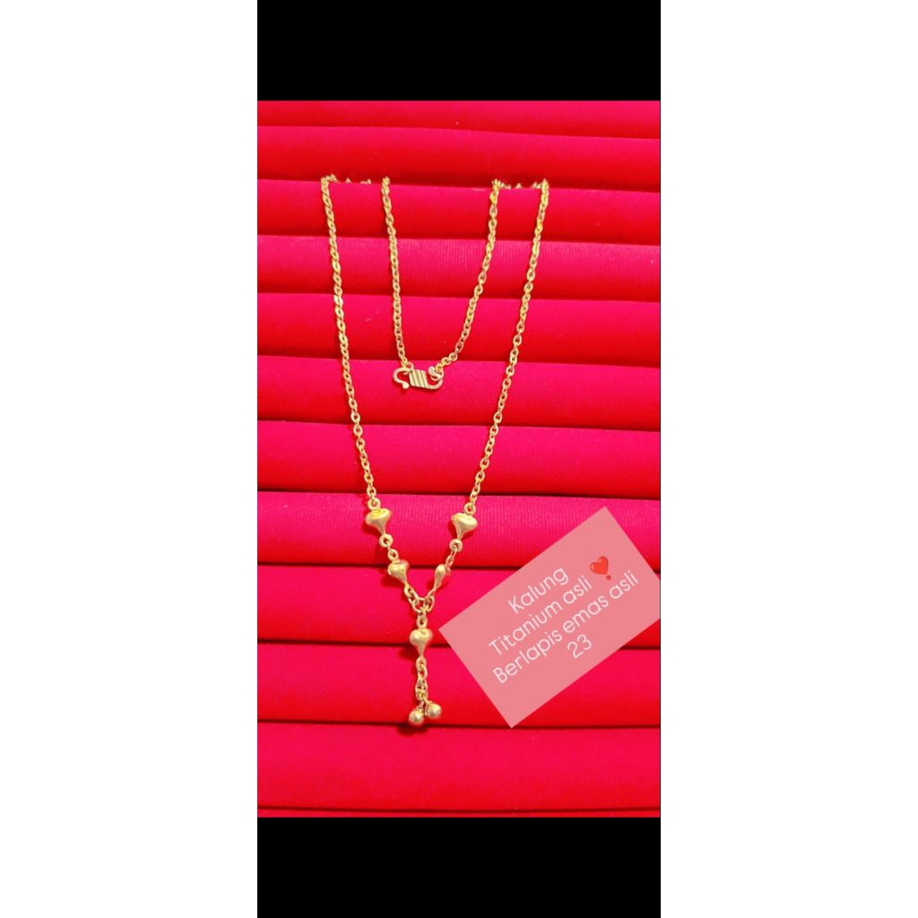 kalung love titanium asli berlapis emas asli 23 karat kait S