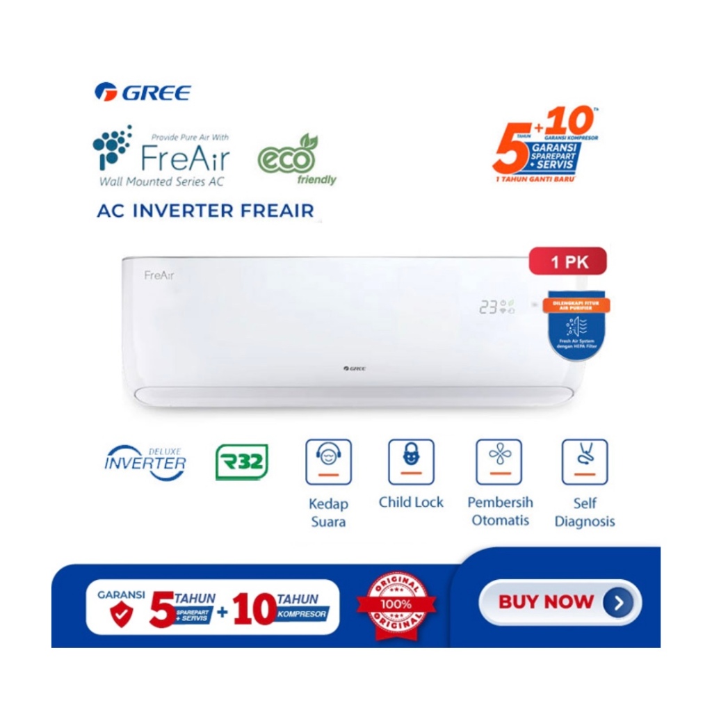 Gree AC Wall Mounted Split Inverter Freair Series 1 PK - GWC-09FREAIR