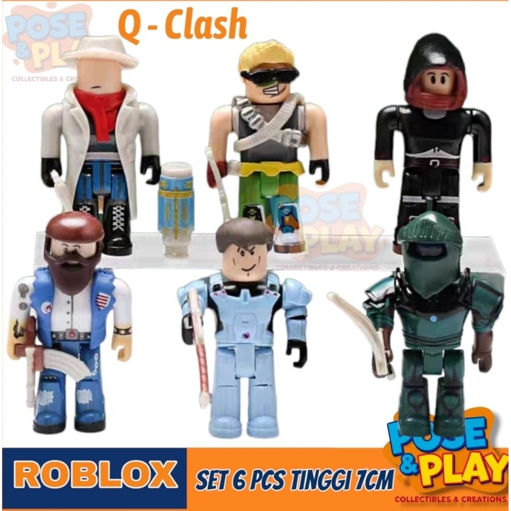 KOLEKSI Action Figure Roblox Set 6 Q-Clash Six Figures Mainan Brick Topper