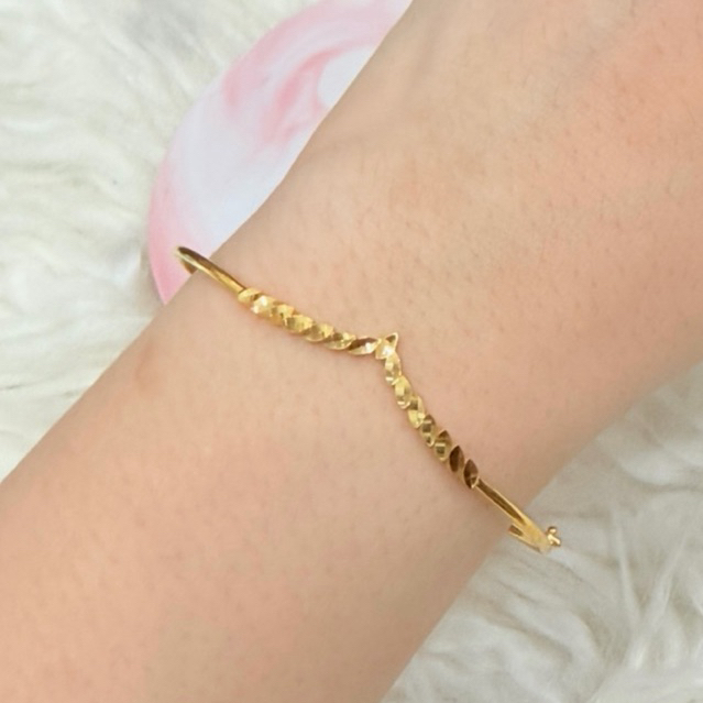 gelang aurel daun simple elegant emas asli kadar 875