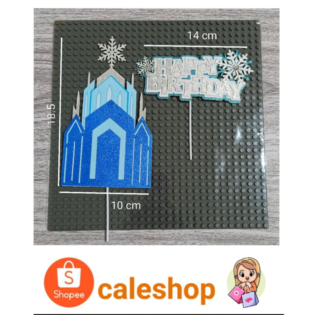 Caleshop Topper kertas Kue Ulang Tahun Anak istana kastil Elsa Frozen