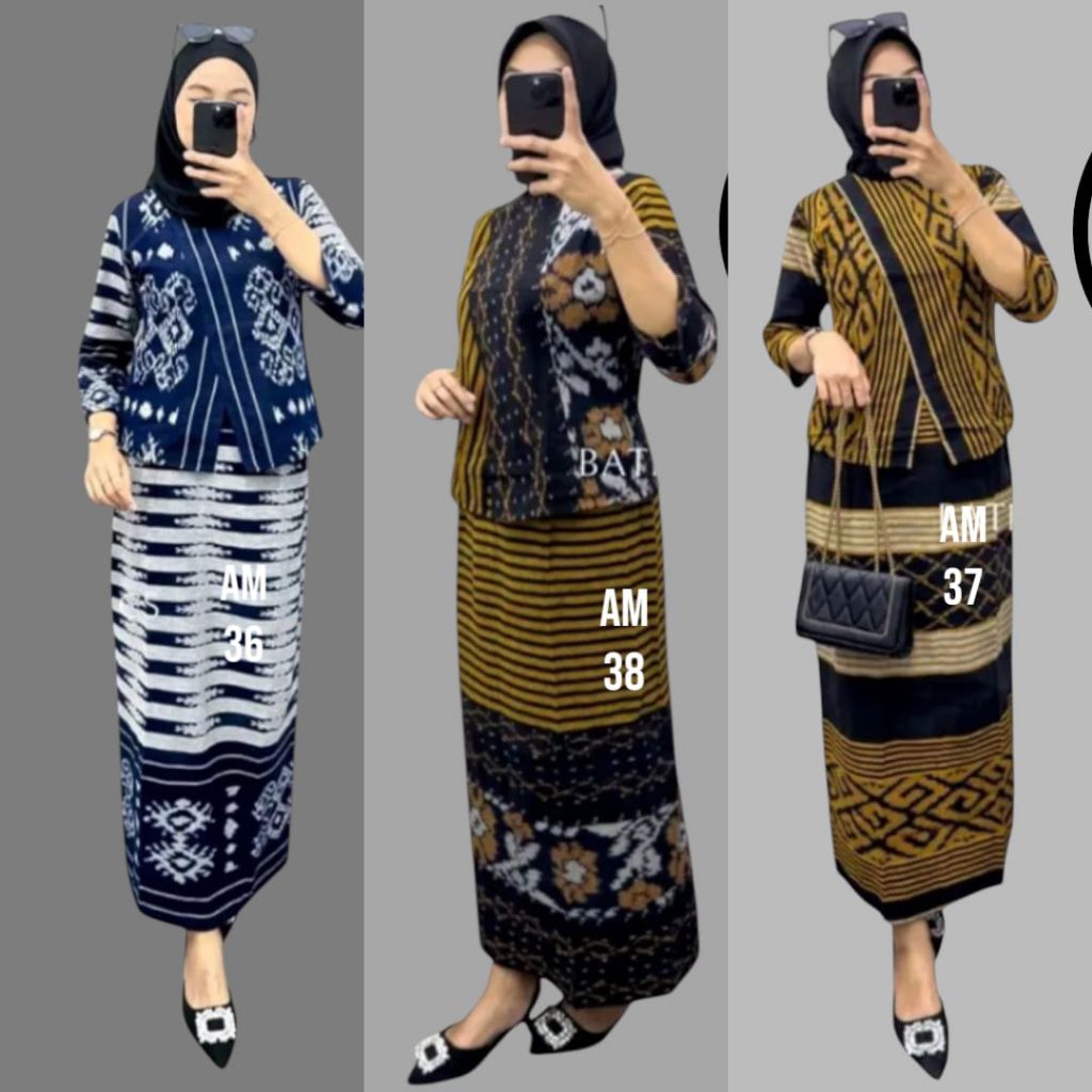 Setelan one set tenun Troso atasan rok span tenun etnik. setelan kondangan AM