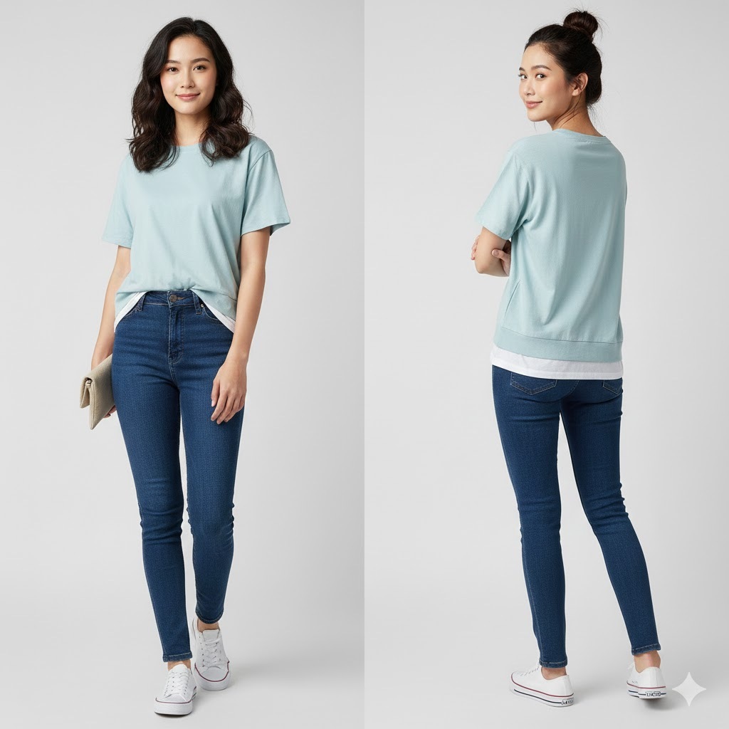 Kaos pendek wanita warna mint