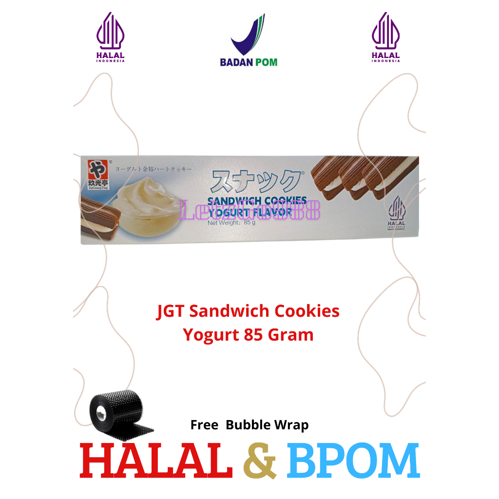 JGT Sandwich Cookies Yogurt Flavor 85g - Biskuit Isi Krim Yogurt Halal BPOM