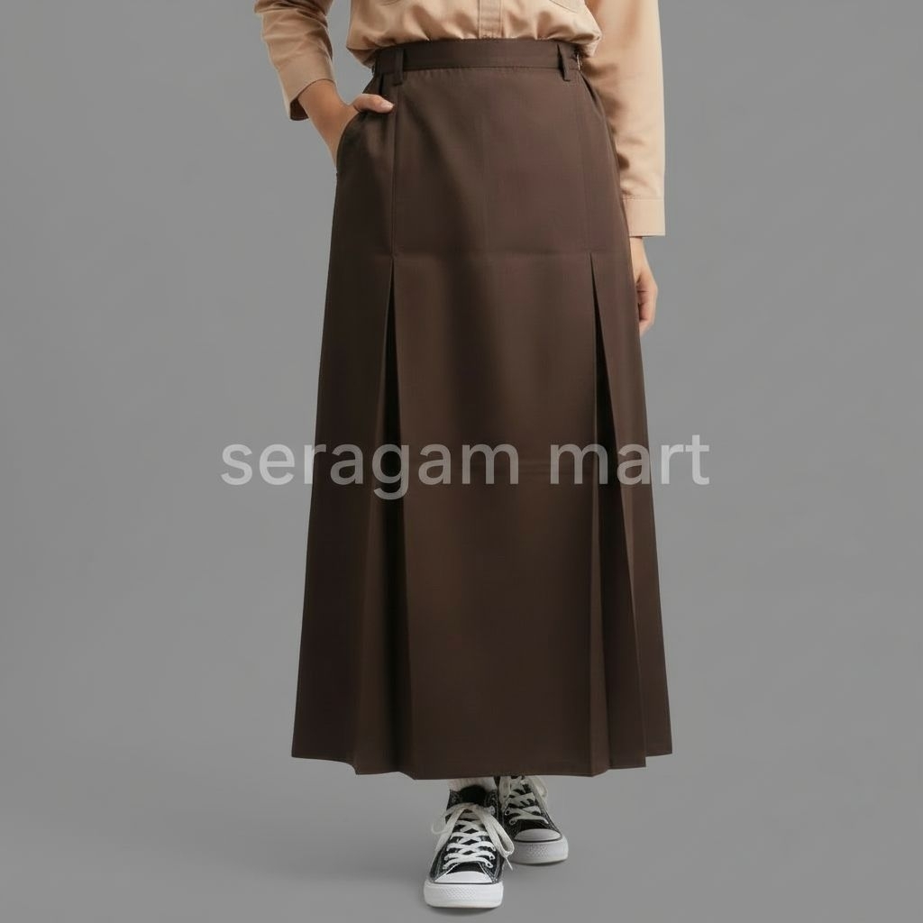 Rok Pramuka SMP Panjang Span 2 Bahan Licin Super Premium