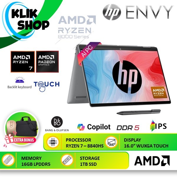 HP Envy X360 16 AMD Ryzen 7 8840HS 16GB 1TB SSD Radeon 780M WUXGA IPS