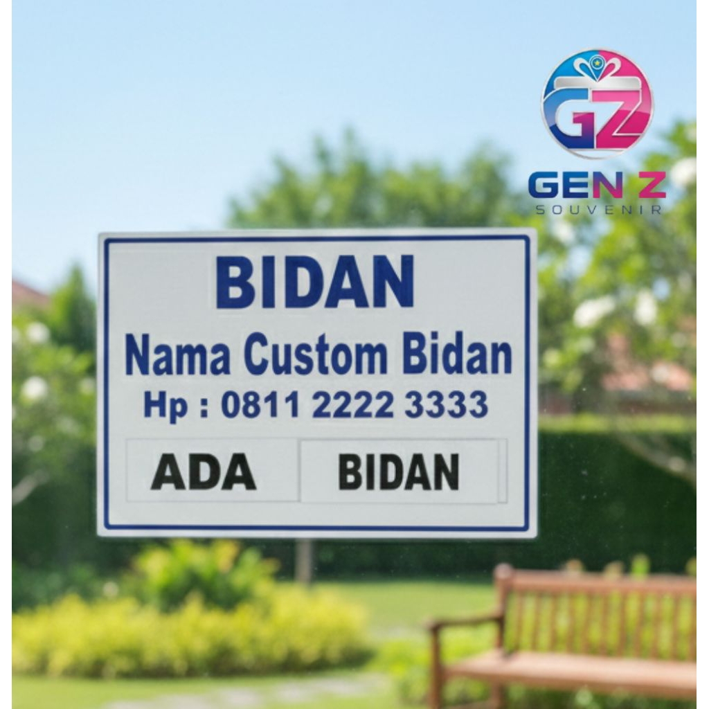 Papan nama Bidan Custom akrilik spray