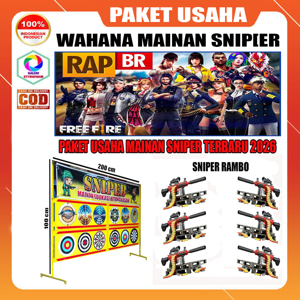Paket usaha Rental mainan pasar malam wahana sniper Rambo