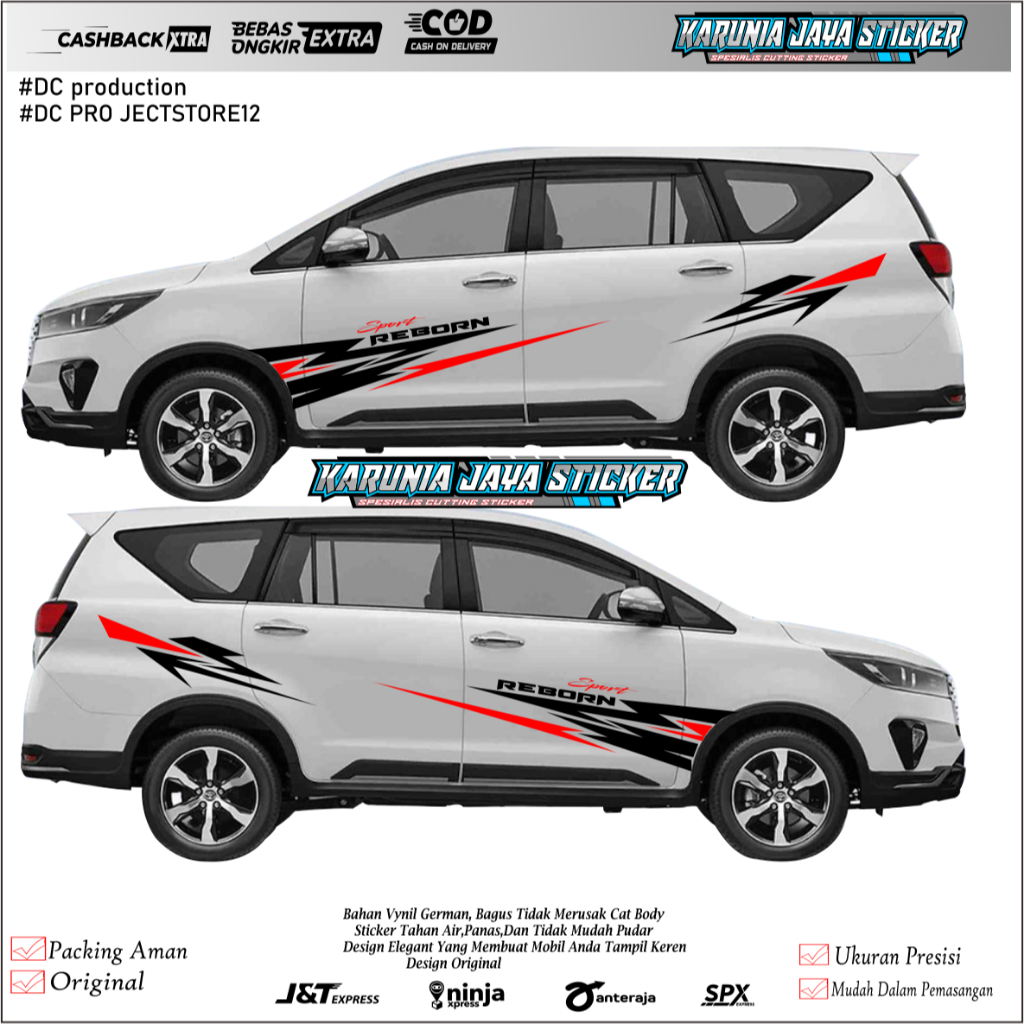 New stiker mobil toyota kijang innova reborn cutting sticker body samping mobil kijang innova reborn