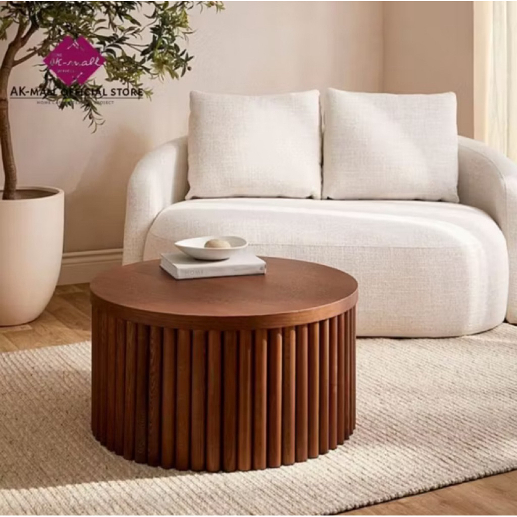 Meja tamu jati, Meja tamu bundar jati asli, Coffee table jati