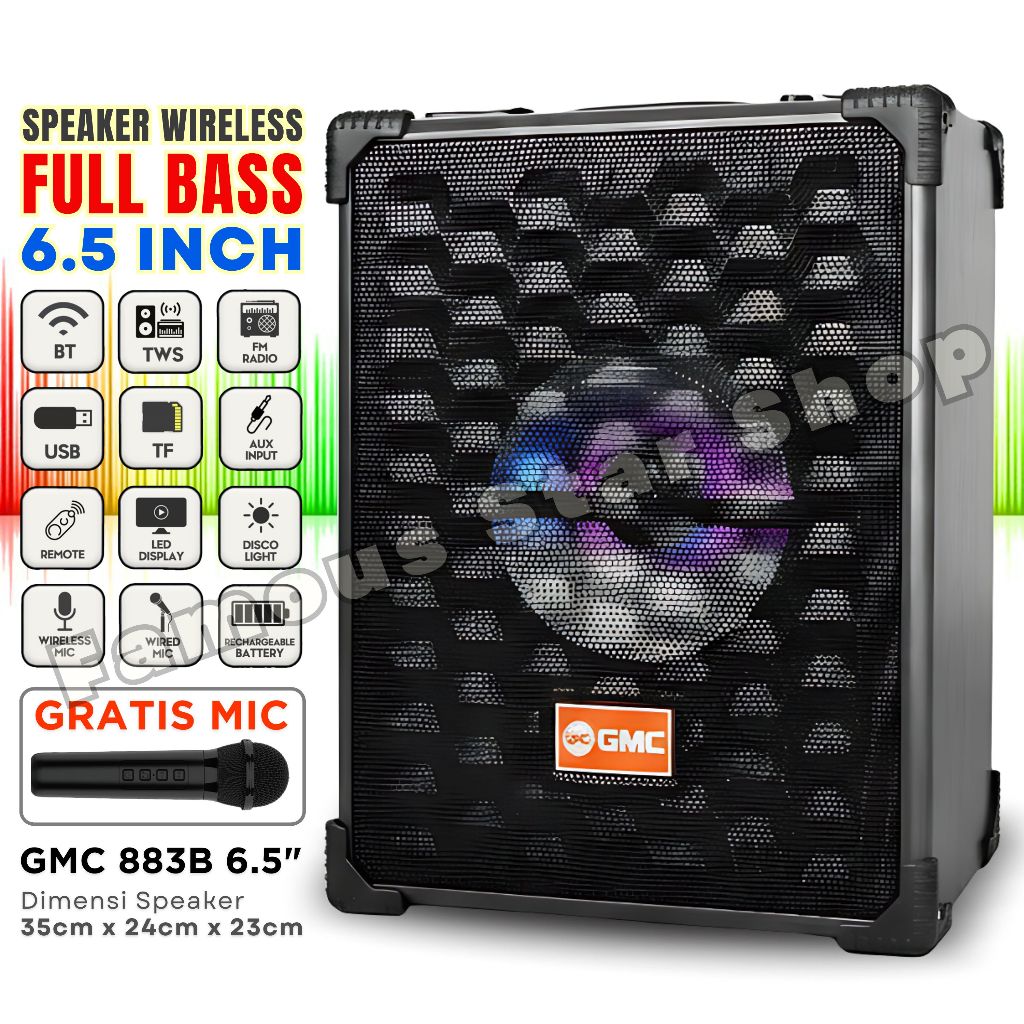 MURAH BANGET Speaker Full Bass 6.5Inch free Mic Karaoke Speaker TV, HP, Laptop, Komputer SPEAKER GMC