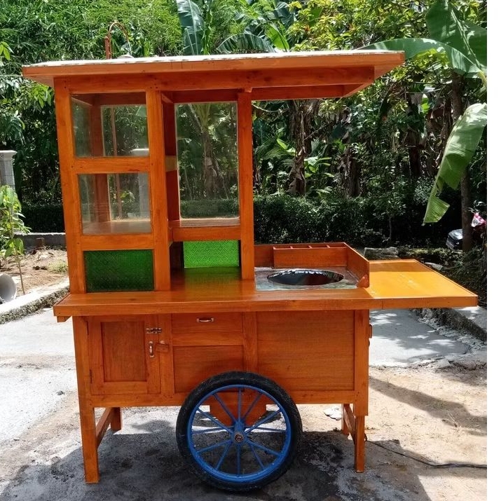 gerobak nasi goreng full kayu mahoni FREE ONGKIR