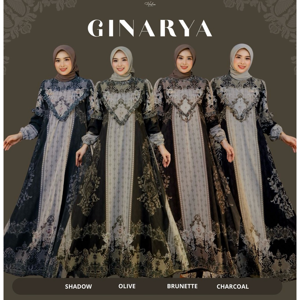 GINARYA DRESS HALWA TERBARU READY STOCK DRESS LEBARAN KONDANGAN CANTIK DRESS MEWAH