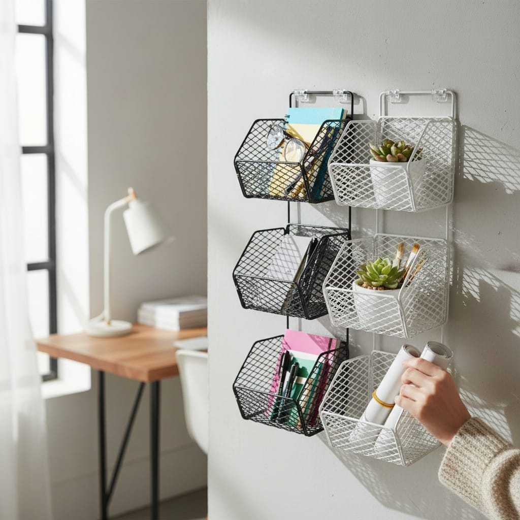 Rak Keranjang 3 Susun Tempel Dinding/Rak Bumbu Dapur Serbaguna