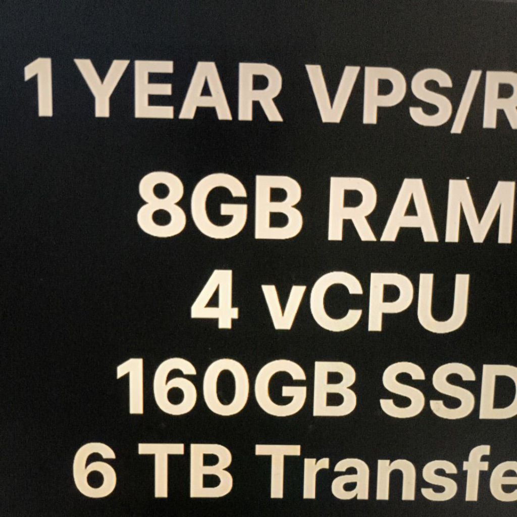 VPS 1 TAHUN MURAH ( 4 CORE / 8GB RAM / 160GB SSD )