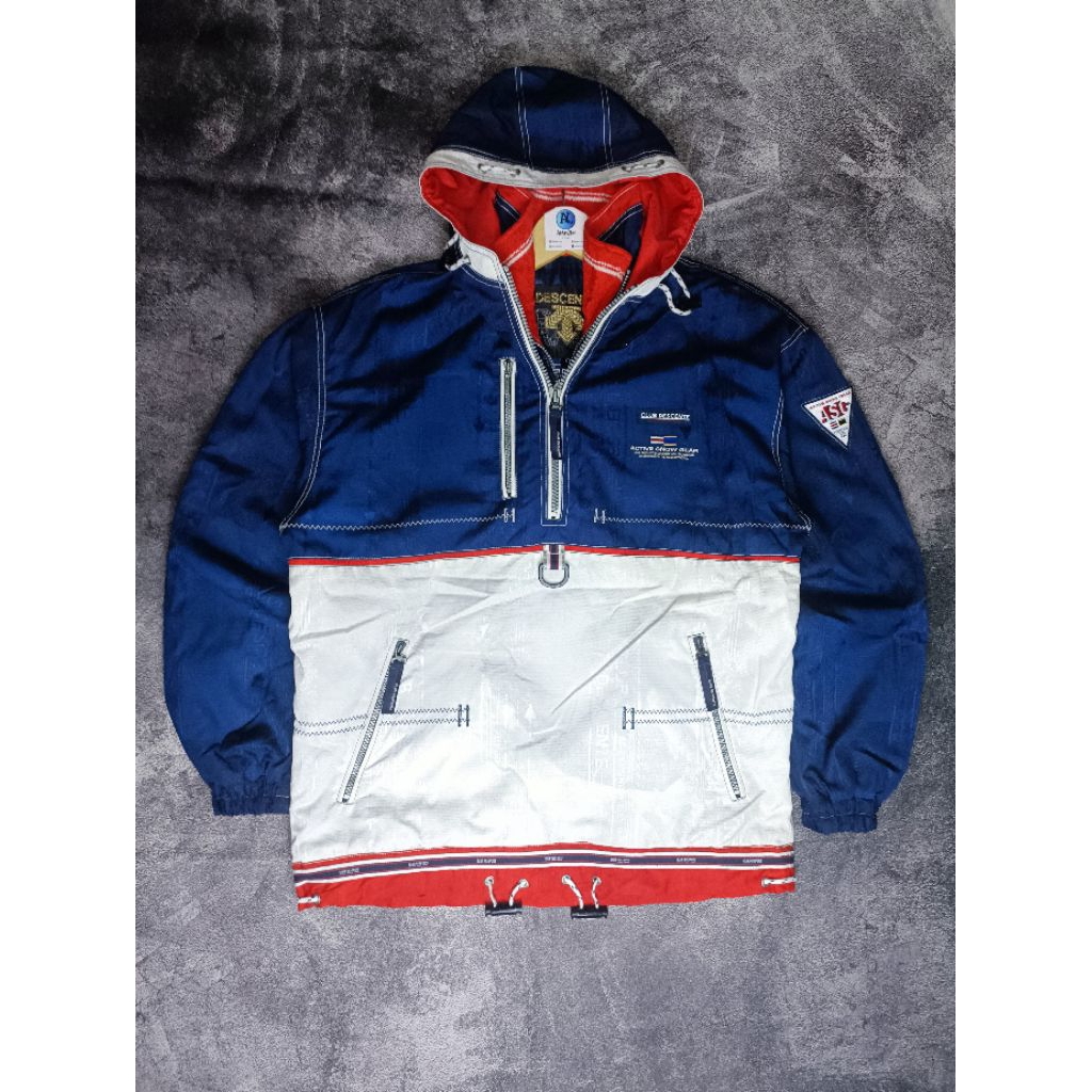 Jaket Vintage Sky Racing Descente Colorblock Active Snow Gear Halfzip Double Zipper Size XL Fit XXL 