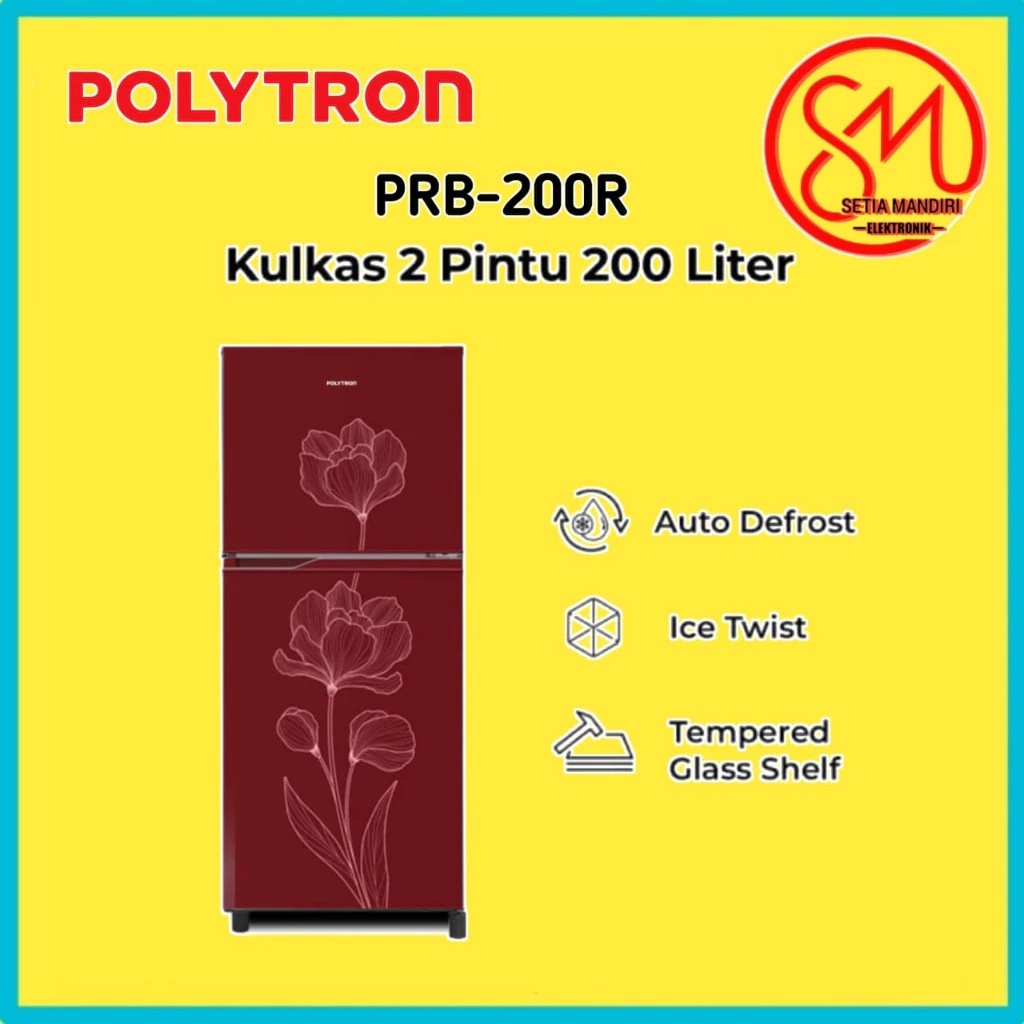 KULKAS 2 PINTU POLYTRON 166 LITER PRB-200R I PRB-200Y