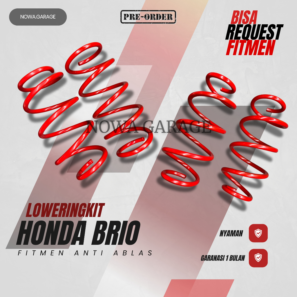 Lowering Kit Honda Brio PNP | Per Ceper Brio 1 Set Depan Belakang Empuk