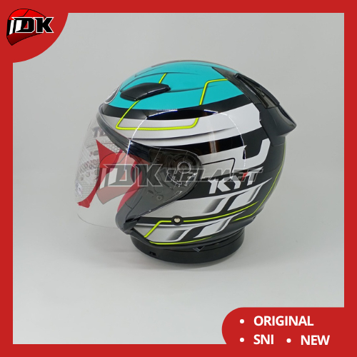 Helm KYT DJ Maru Seri 13 Black Blue Blueis Yellow Green White Half Face Biru Muda Putih