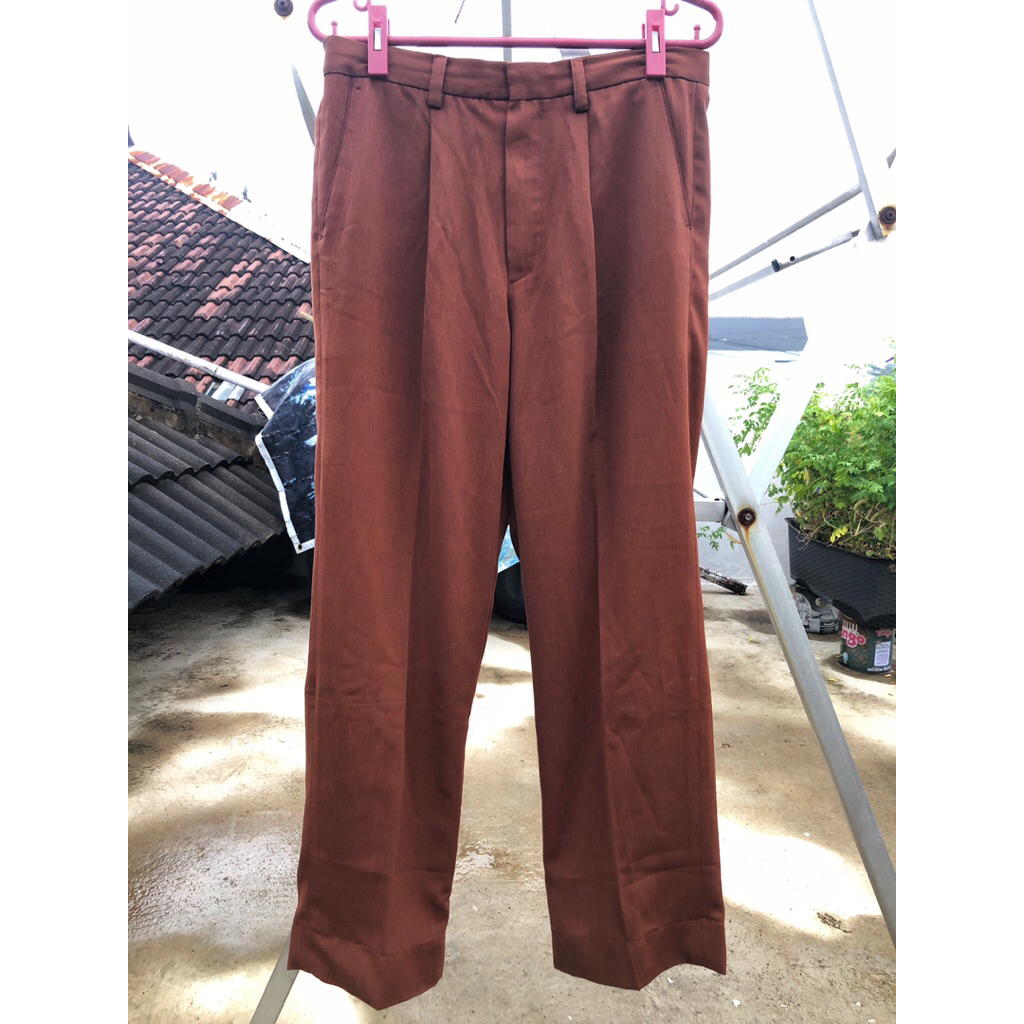 Celana Panjang Coklat brown Bahan Formal Vintage Casual Preloved celana bahan formal coklat casual v