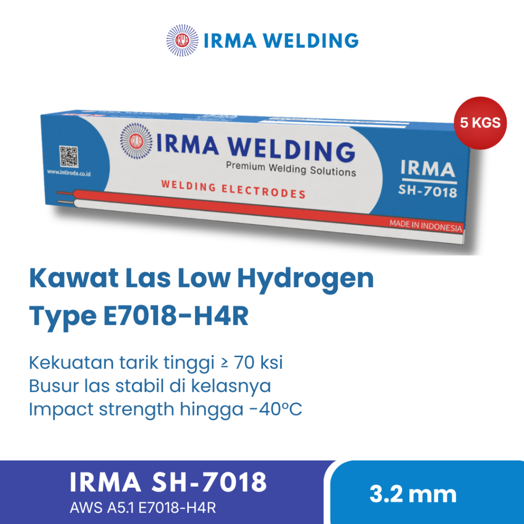 Kawat Las E7018-H4R IRMA SH-7018 3.2mm IRMA WELDING [5 kg] Low Hydrogen Type Carbon Steel