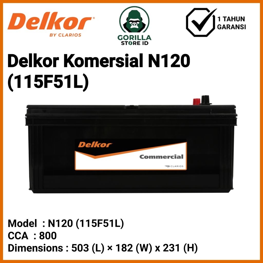 Delkor Commercial N120 (115F51L) - 120Ah CCA 800