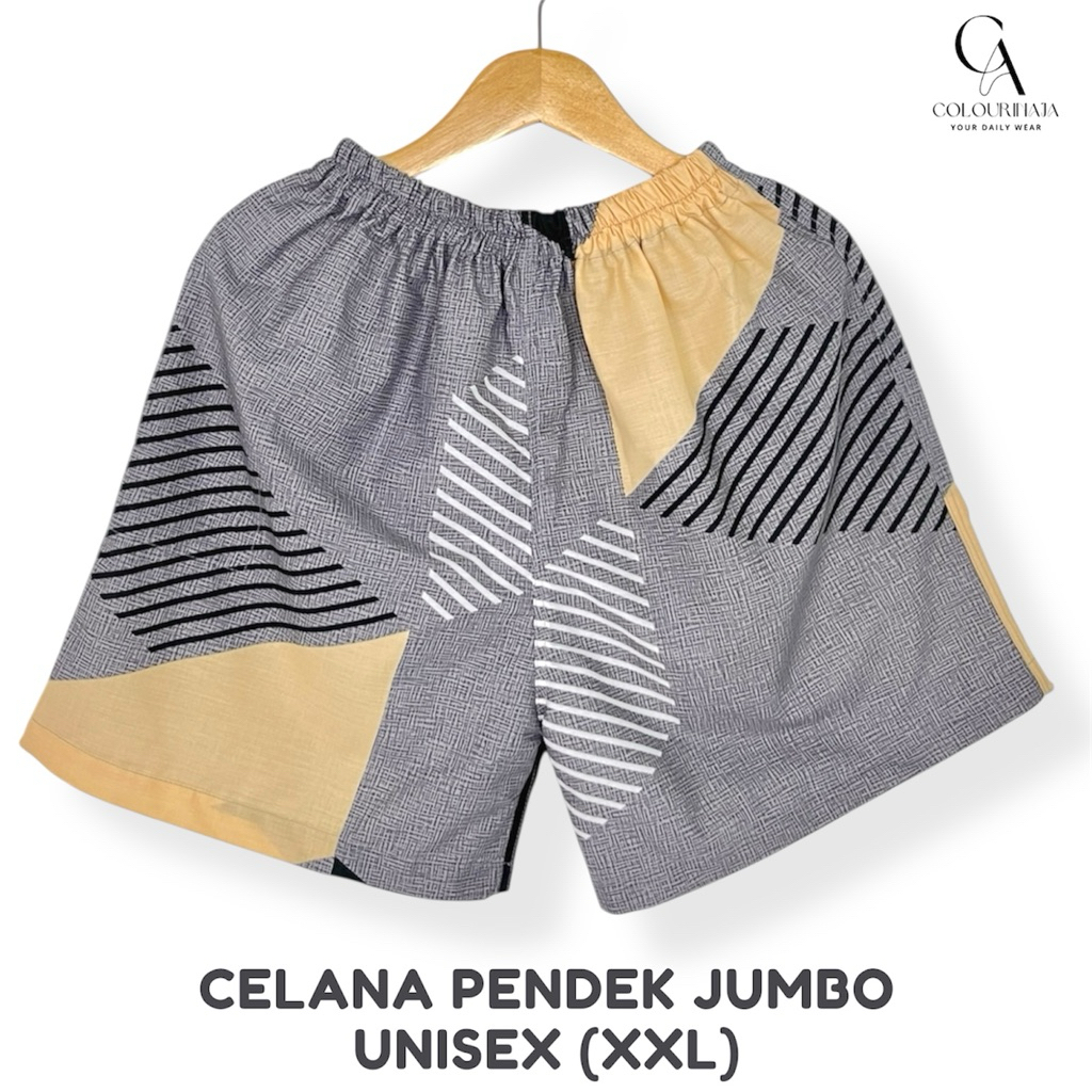 COLOURINAJA Celana Pendek Jumbo (XXL) - Celana Pendek Unisex - Celana Santai - Celana Tidur - Celana