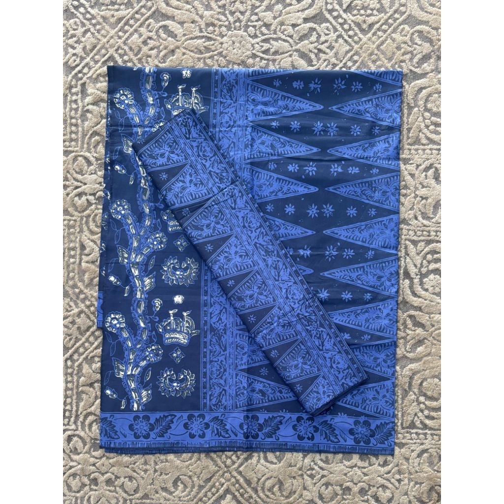 [ARINIbatik] BATIK JAMBI - Set Kain sarung Selendang / Bawahan Katun Halus Motif Batang Hari, Biru P