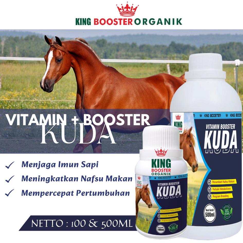 VITAMIN BOOSTER Kuda , (100ml) Nutrisi Vitamin Organik 100%, Penggemuk Ternak Kuda Vitamin Booster