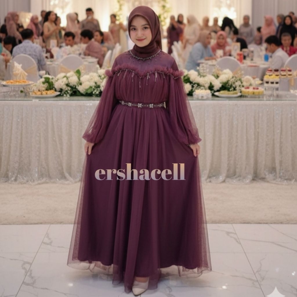 Gaun full tile love bahan Maxmara/Roberto Cavalli, tile polos, payet Mutiara, Tersedia dalam Hitam, 