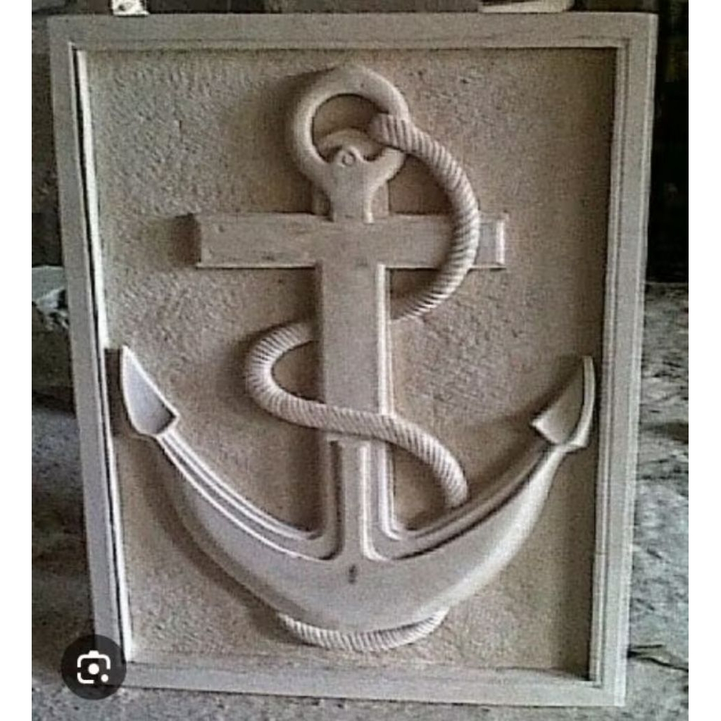 relief ukir batu alam hiasan dinding motif jangkar