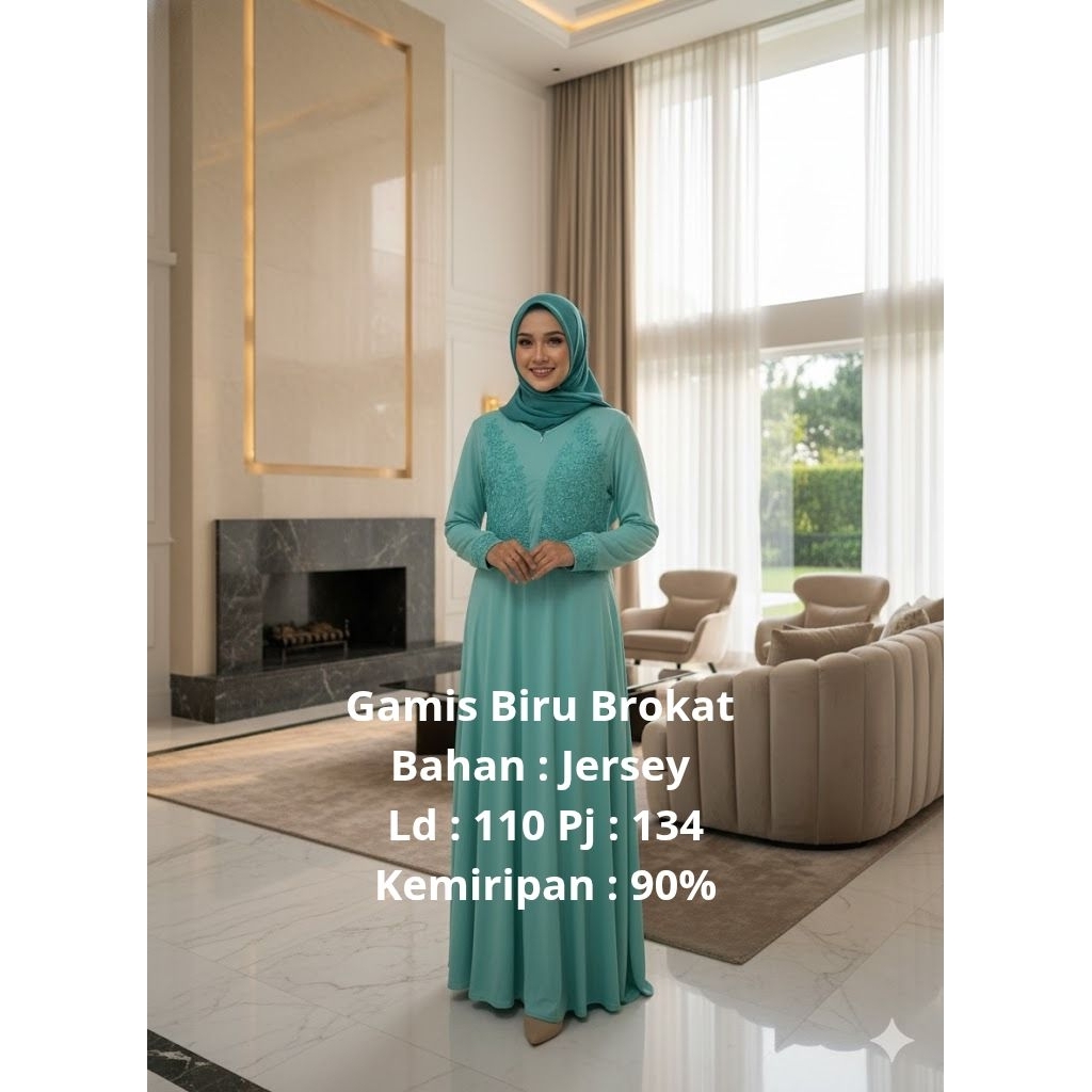 Gamis Biru Brokat
