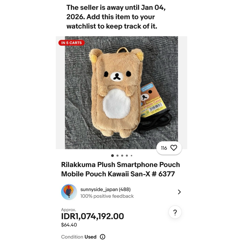 (RILAKKUMA) plush Smartphone pouch rilakkuma multi mobile case dompet kecil