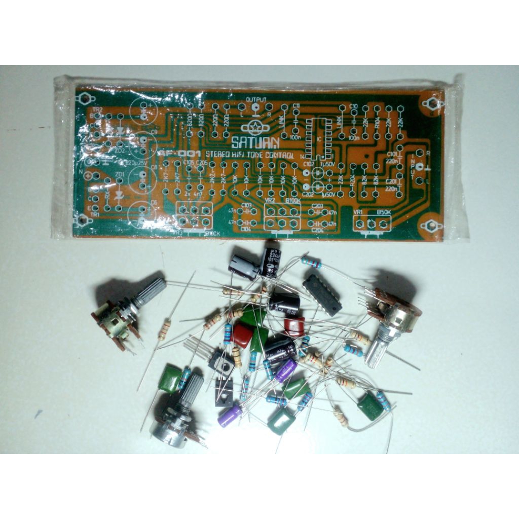 DIY pcb dan komponen stereo hifi tone control