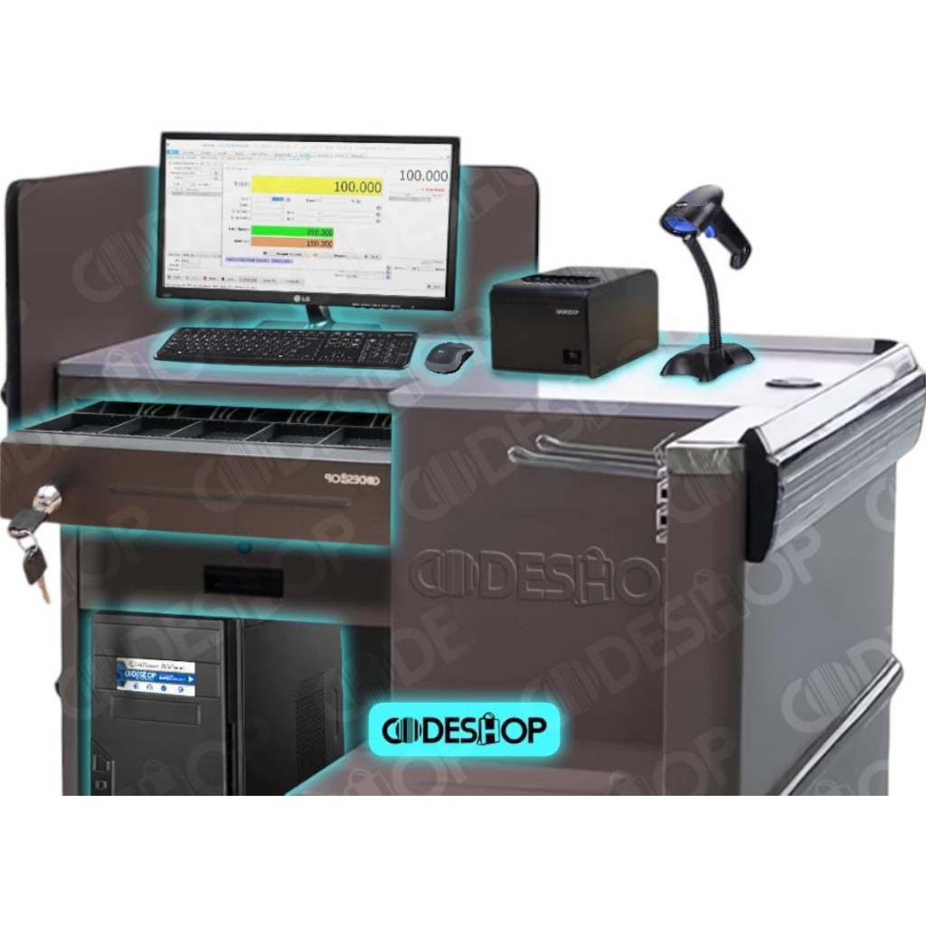 Codeshop Printer Thermal 80mm Scanner Barcode 2D Laci Uang Cash Drawer Paket Komputer iPos 5 Pro