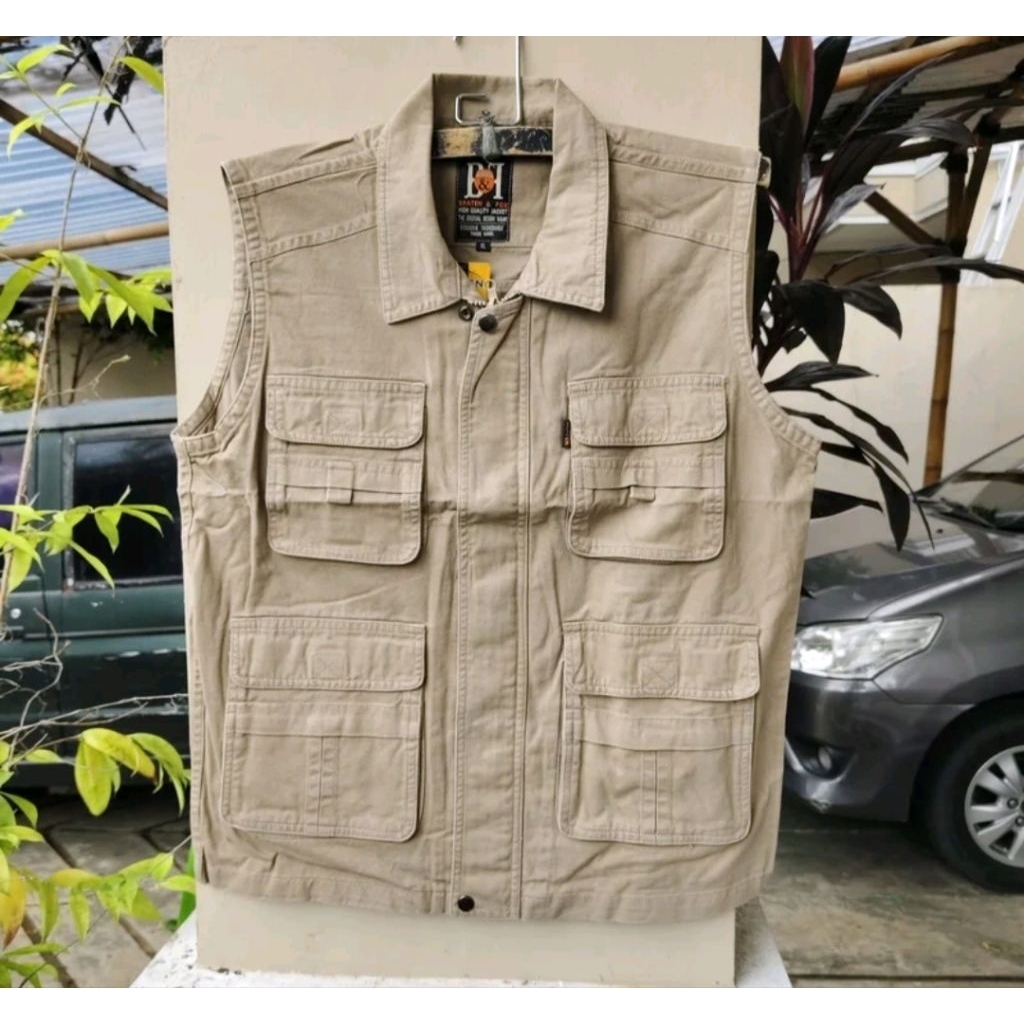 Rompi Pria Hitam Tactical Outdoor | Vest Lapangan Banyak Kantong Kuat & Stylis