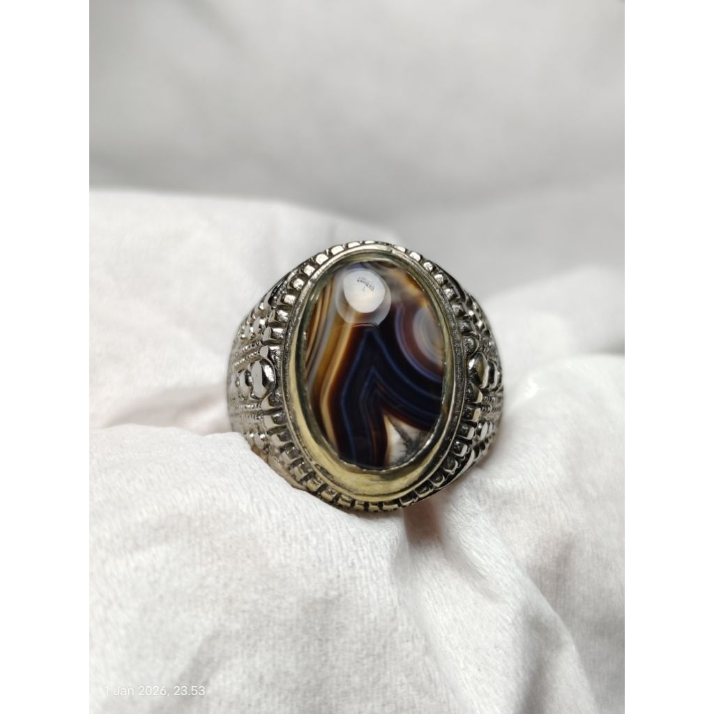 Batu Akik Junder Sulaiman Hitam Ring Alpka Super