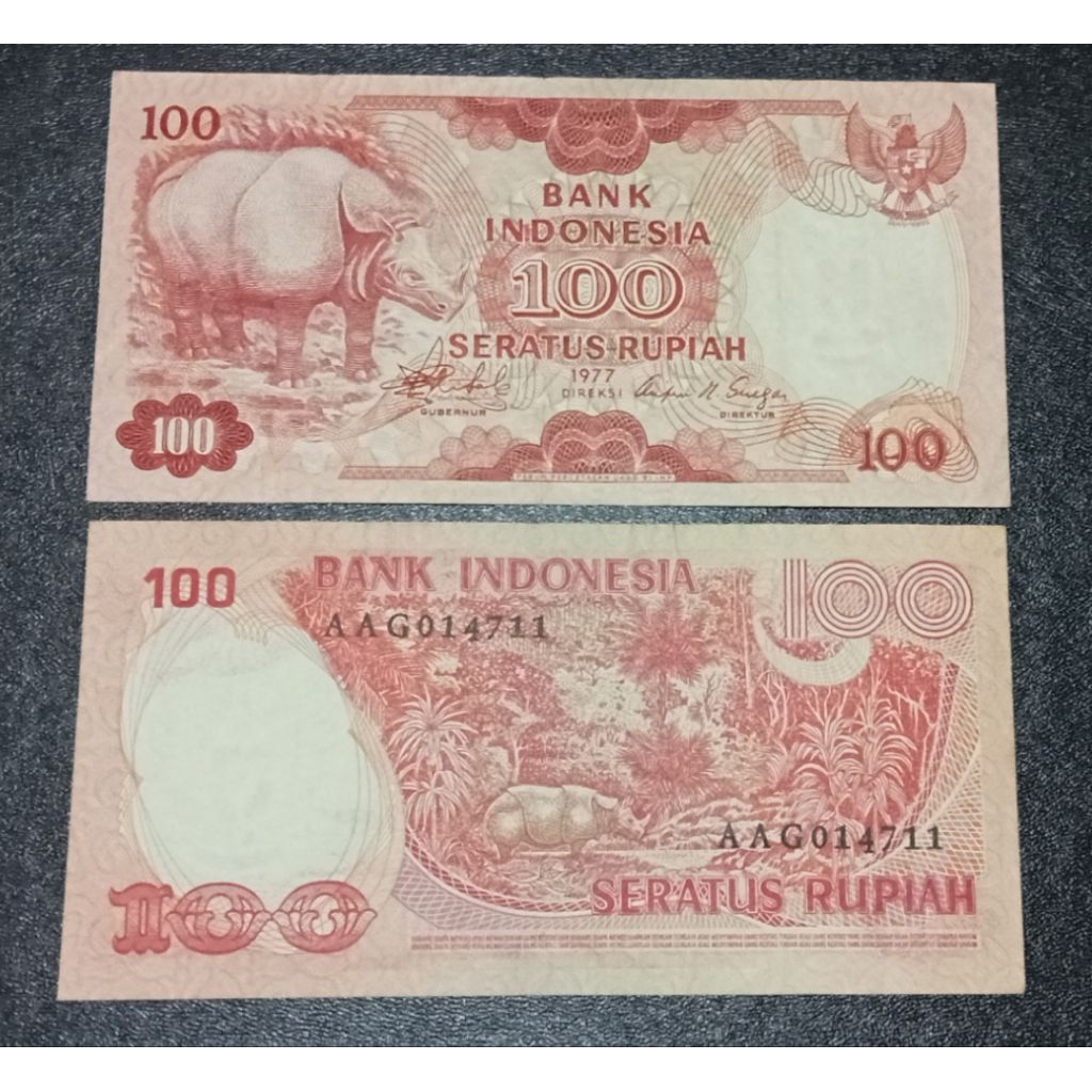 Uang Kuno 100 Rupiah Badak th.1977