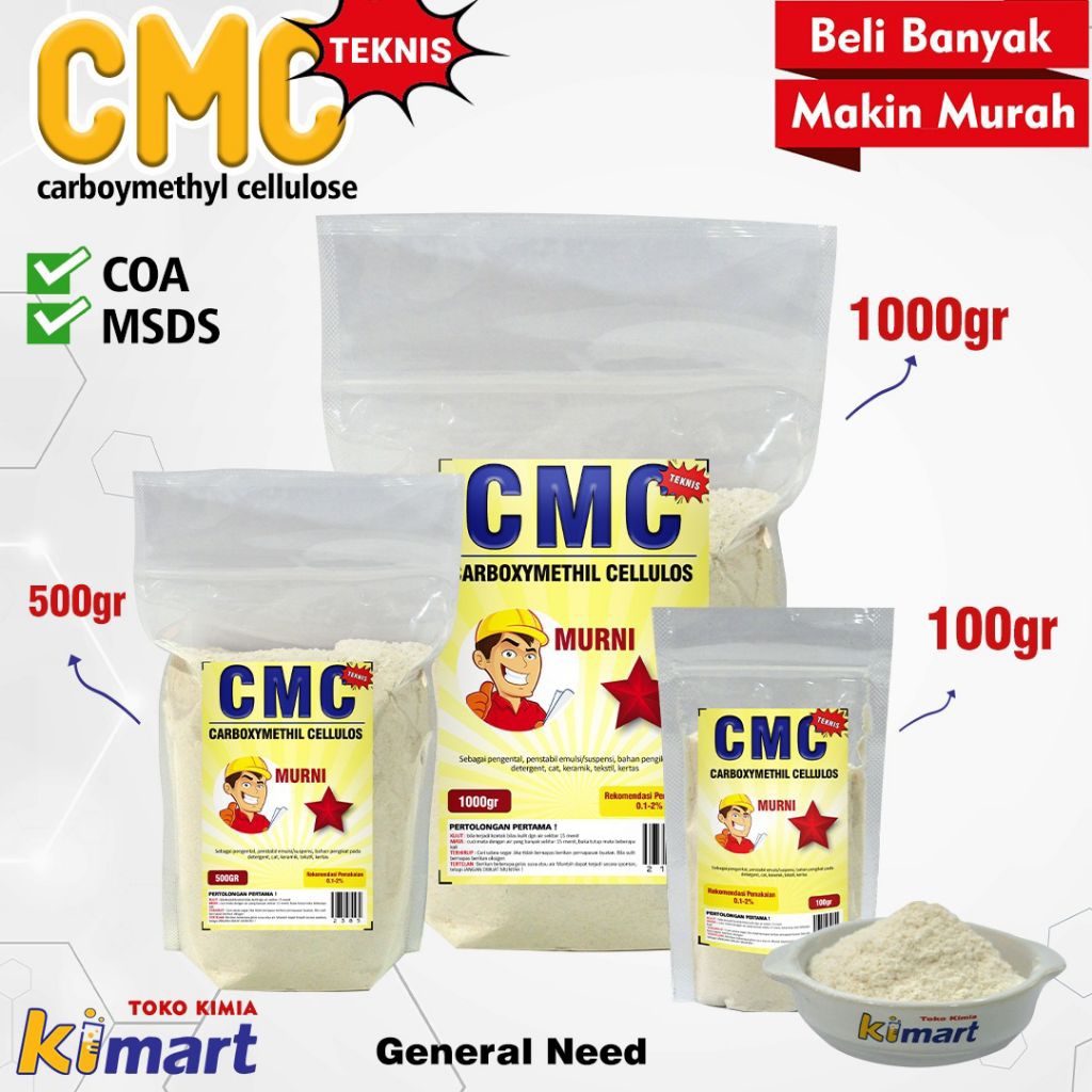 CMC Teknis Cekol Carboxymethyl Cellulose 500gr Pengental CMC Bahan Pengental Sabun Bahan Perekat