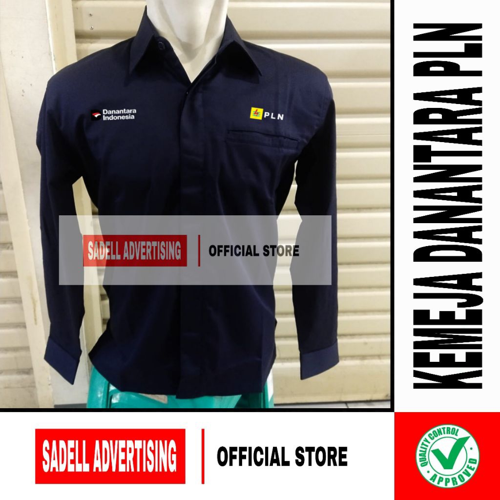Kemeja PLN Seragam Danantara PLN Baju Danantara Indonesia PLN Navy Lengan Panjang Pria Bordir