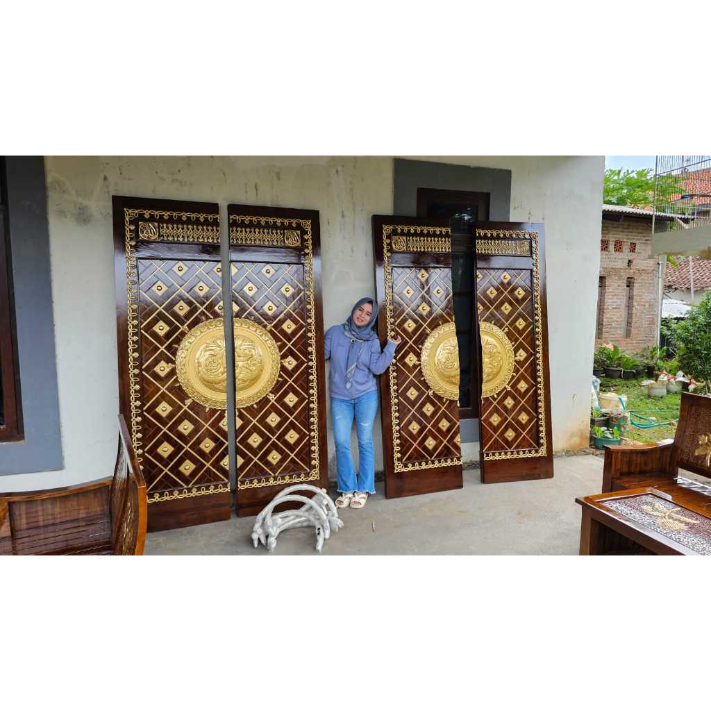 Pintu Replika Masjid Nabawi Ukiran Mewah Full Kayu Jati Custom Order Terlaris Terbaru